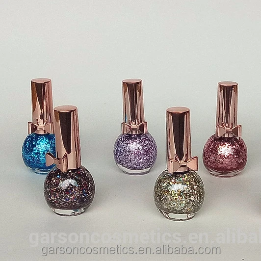Garson OEM private logo 10 ml shiny glitter sequins nail polish clear nail art soak off nail polish