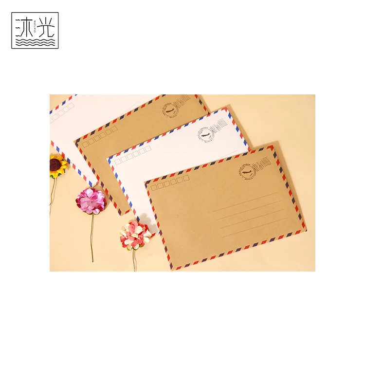 
High Quality Customized Printing Airmail Antique Kraft Paper Mailer Envelope 
