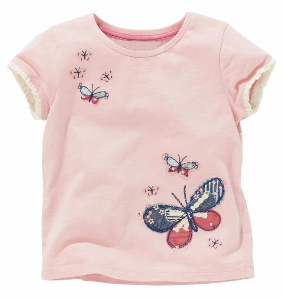 2015 Korean Girls Fashion T Shirts 98% Cotton 2%Spandex Printed O-neck Fashion kid top