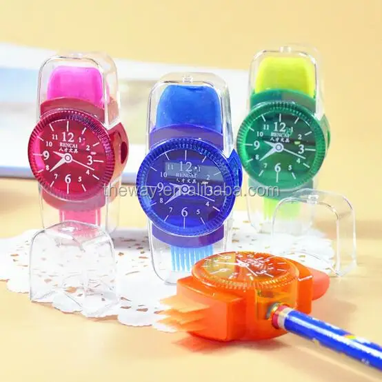 
Fanncy watch face pencil sharper with eraser and brush 3 in 1 pencil sharpener Great gift for kids  (60476225383)