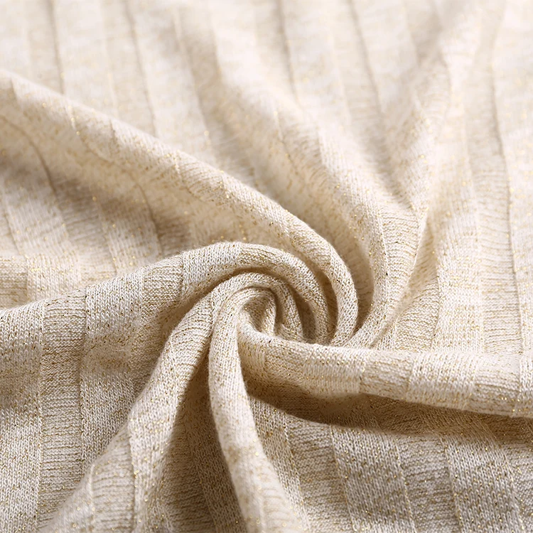 China supplier knitting lurex ribbed dyeing polyester rayon rib fabric for swimwear