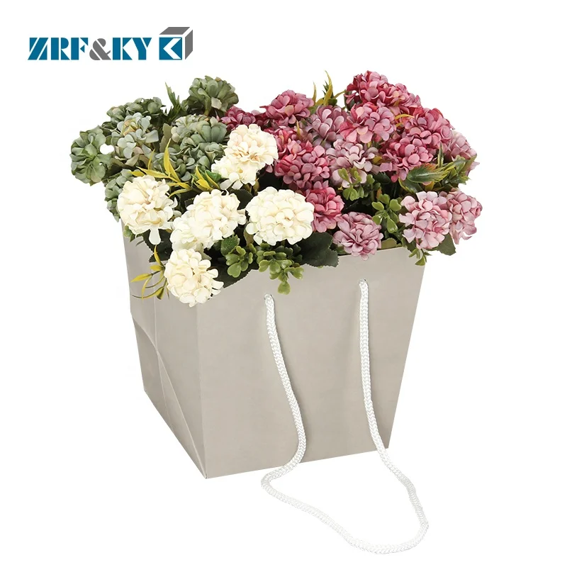 Custom Retail Fresh Flower Packaging Gift Shopping Decorative Paper Tote Bags