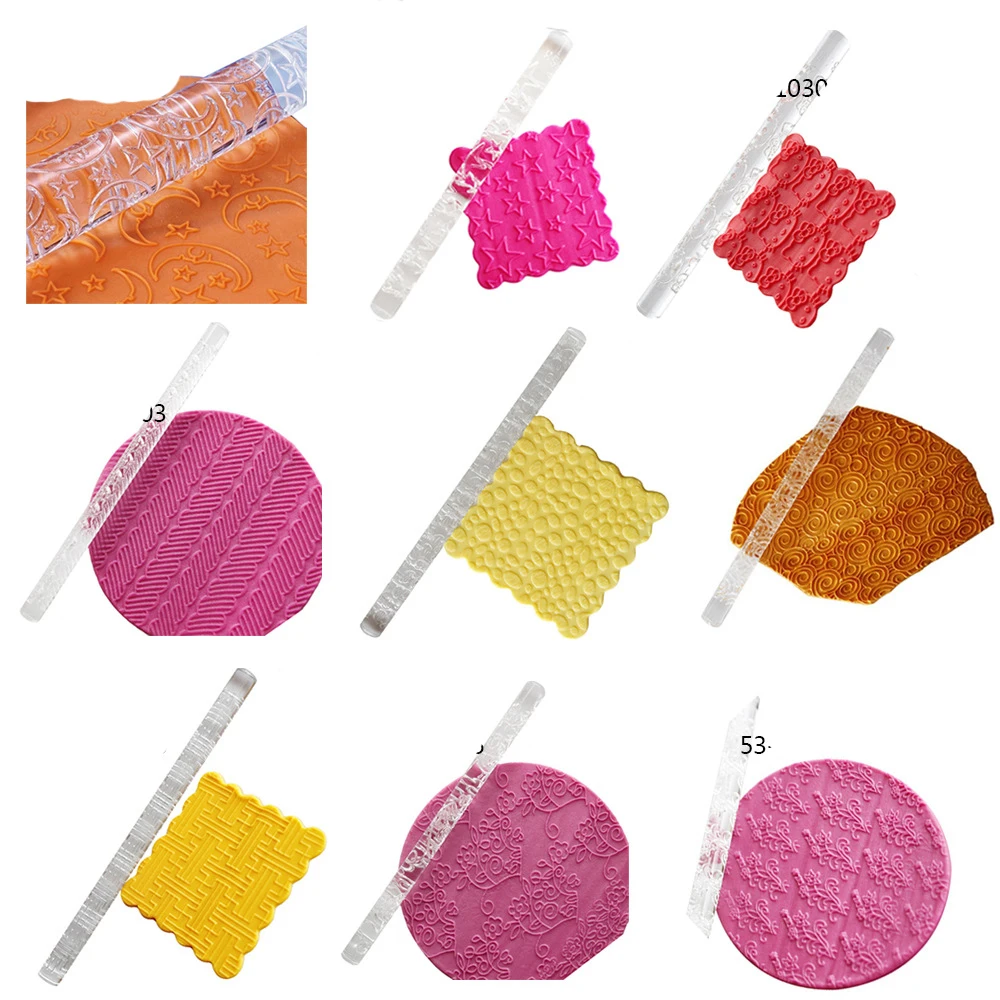 Yiwu Bobao factory supply Diagonal Shape Pattern non Sticky Acrylic Bar Squeeze Dough rolling rod stick