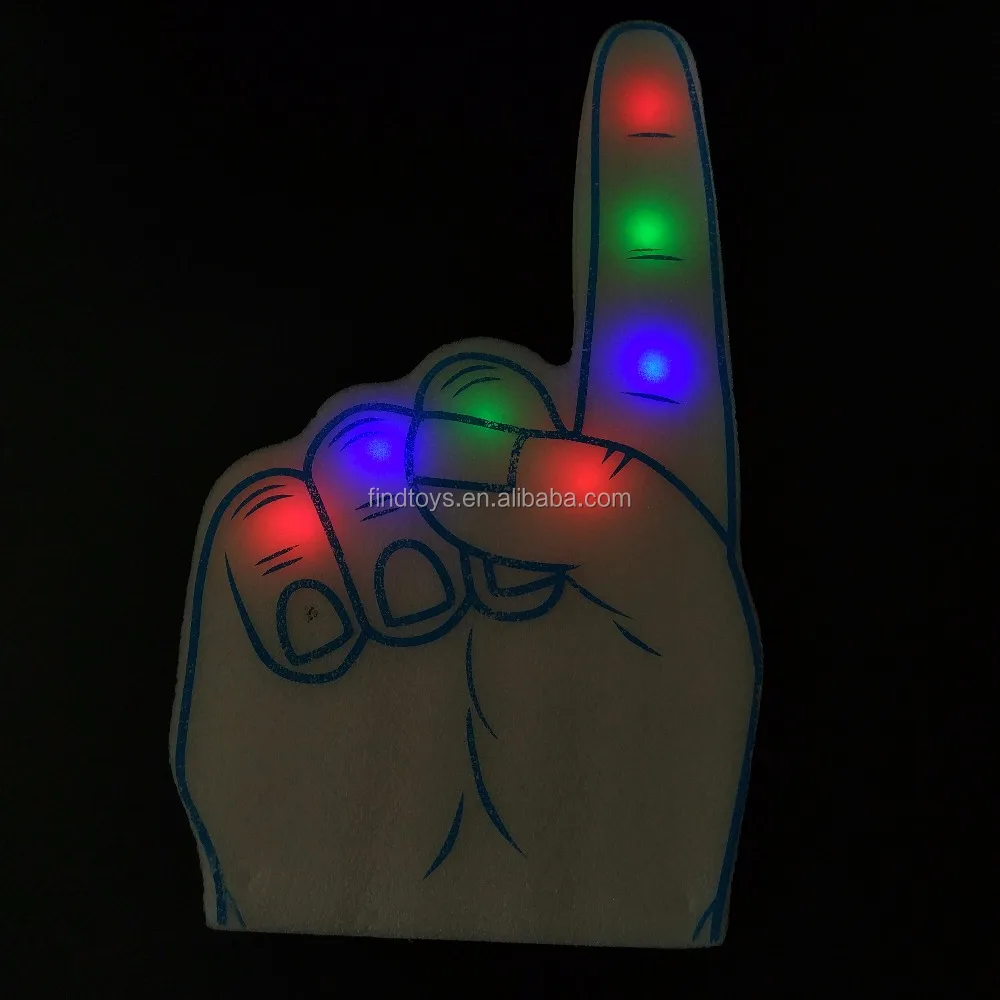 3 Functions Led Foam Fingers Lighting up Gestures Sponge Palm Sleeve for Carnival Supplies Wholesale