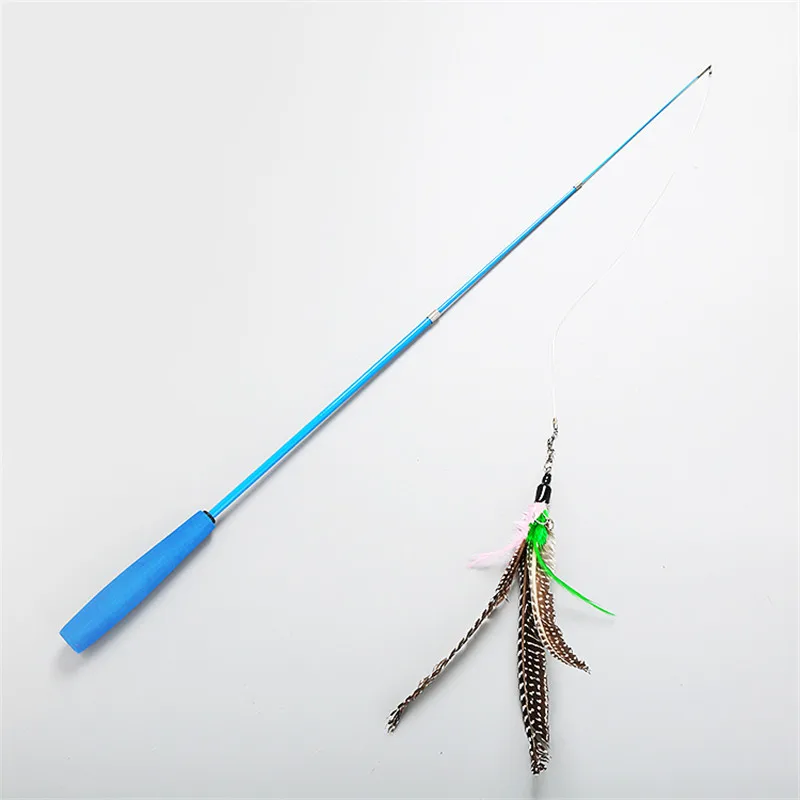 retractable cat toy wand stick cat teaser toy with feather