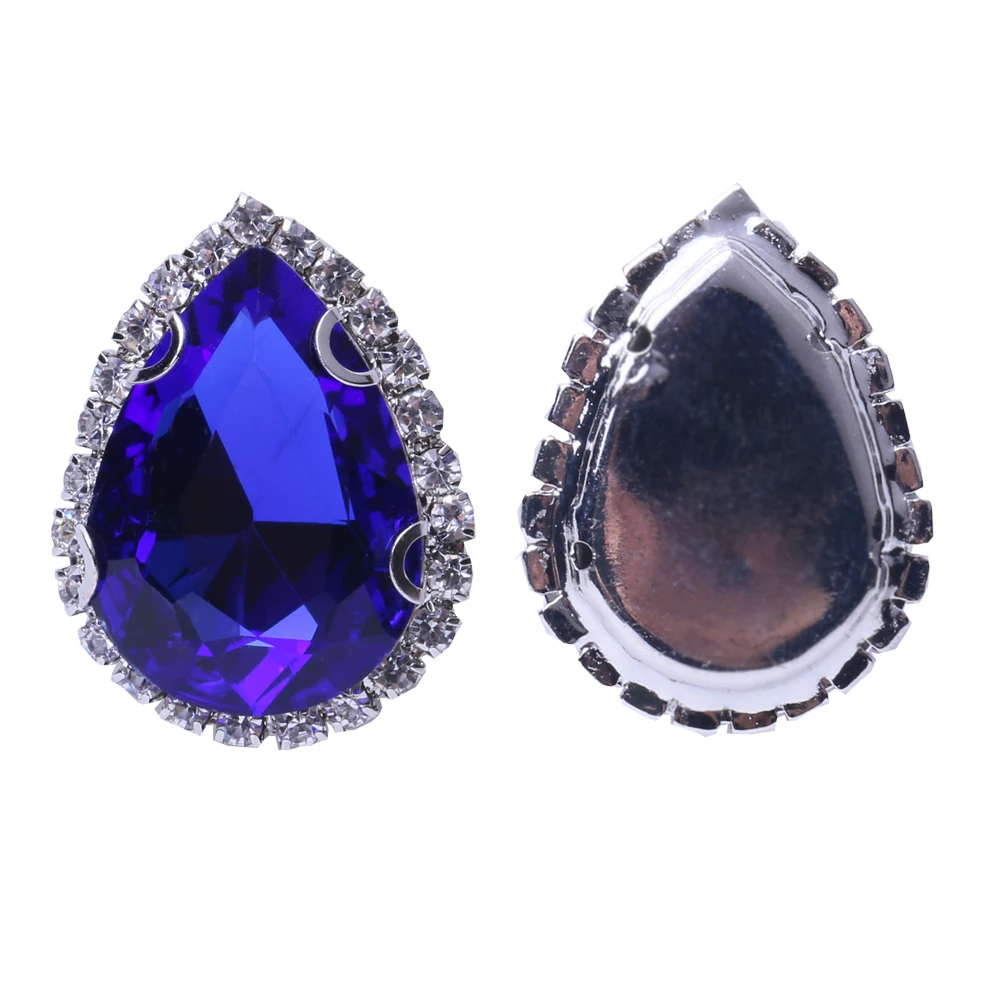 XULIN Silver claw rhinestone Teardrop Crystal stone with cup chain Sew On Stone garment decorations