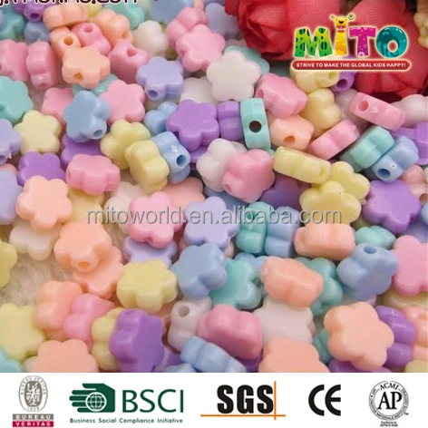 Wholesale cheap multi-colored acrylic flower beads for DIY