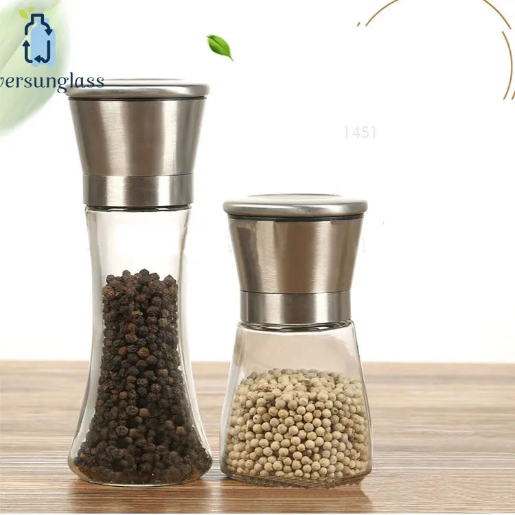 High Quality Industrial Glass Bottle Stainless steel Black Pepper Mill Grinder