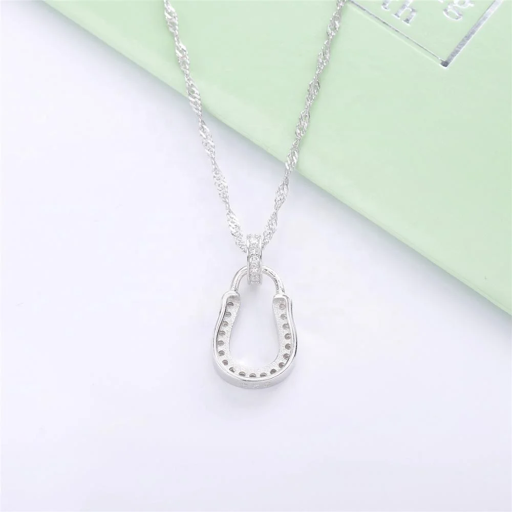 online shopping free shipping Lucky Charm Minimalist U Shape Pendant Horse Shoes Jewelry necklaces 925 Silver Jewelry