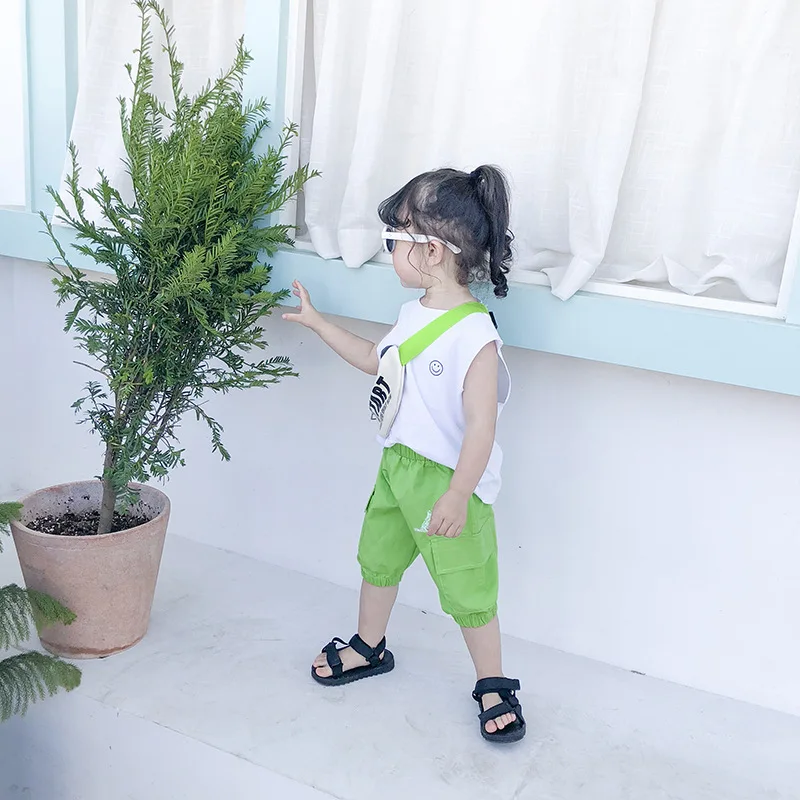 2019 летняя одежда для мальчиков и девочек, рубашка для бега, детский жилет, однотонная воздушная футболка без рукавов для малышей, одежда