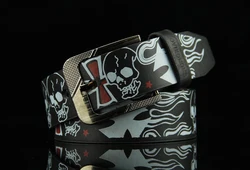 Новый ремень с принтом черепа для отдыха в Европе и Америке локомотивный мужской ремень в стиле панк хип-хоп