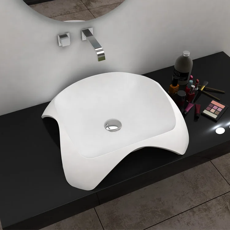 SM-8344 Unique shape bathroom wash hand basin, special solid surface washbasin