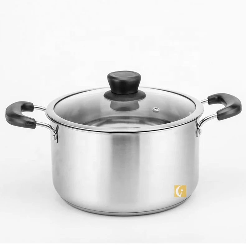 304 double bottom double handle European stainless steel soup pot wholesale cooking pot induction cooker general purpose