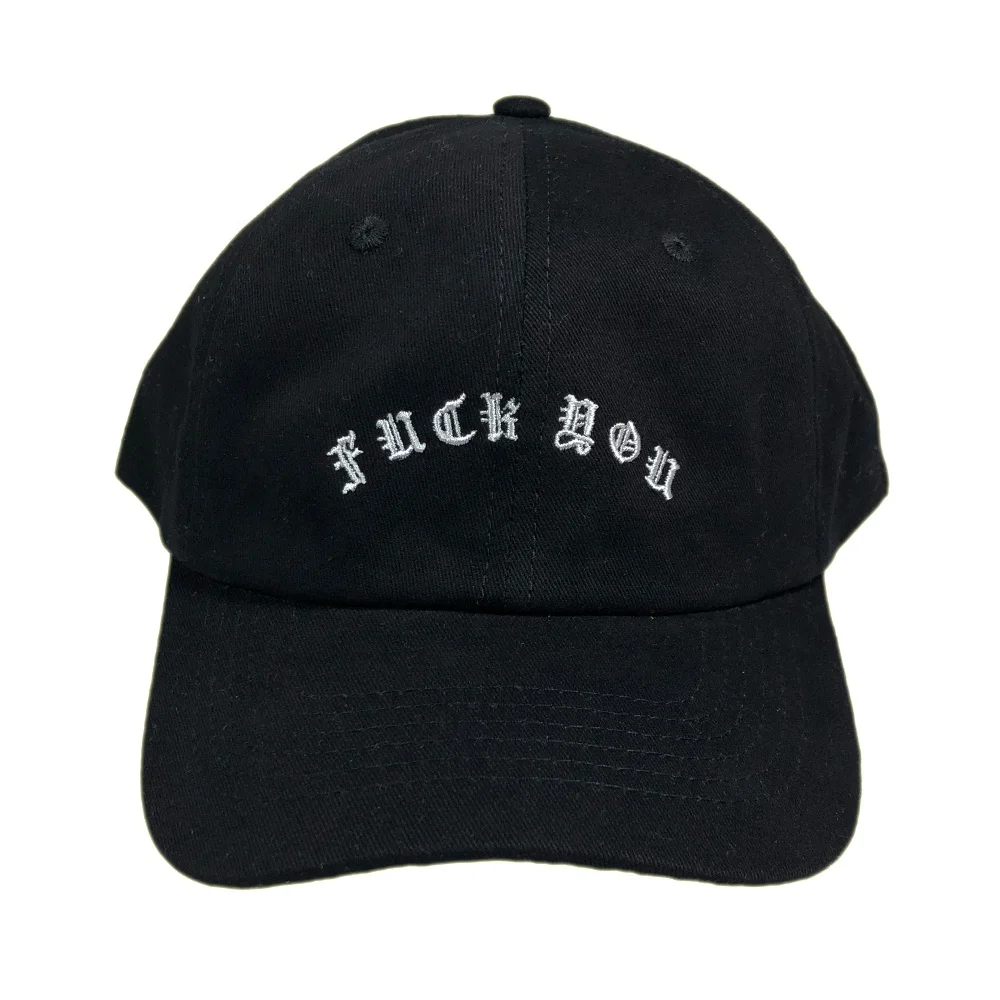 Wholesale high quality 100% black cotton custom logo Embroidery dad cap hat