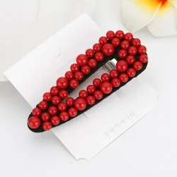 Женская заколка для волос, элегантная Заколка-пряжка с кристаллами и жемчугом, корейский стиль, Роскошный аксессуар для волос, новинка 2019