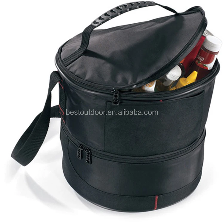 Chill and Grill Outdoor Kit portable cylindrical cooler bag for barbecues insulated storage bag