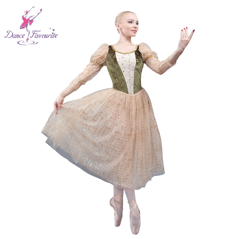 Long Sleeve Ballet Dance Performance Costume Romantic Tutu Ballerina Dress 18036