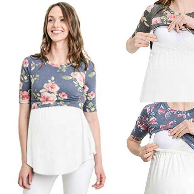 Повседневная одежда для беременных и женщин Одежда грудного вскармливания рубашка кормящих мам