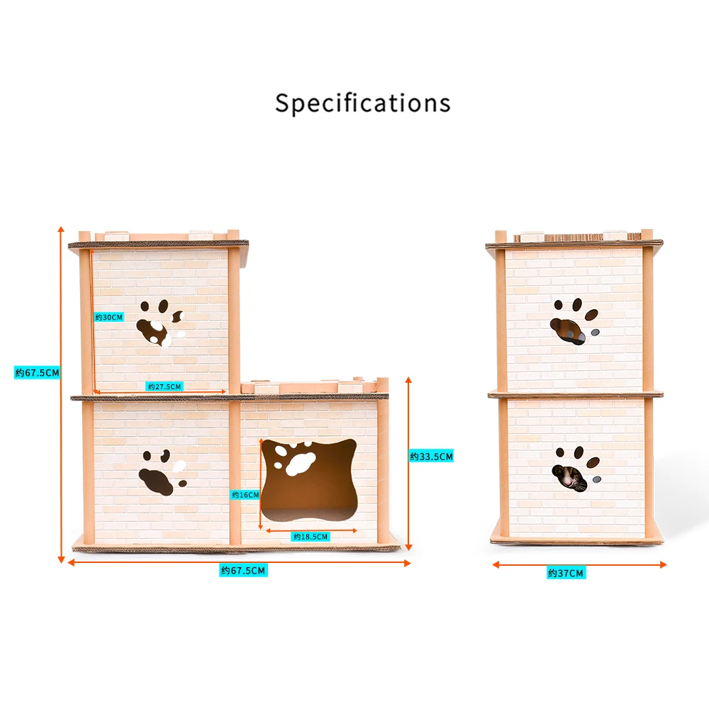 
DEKU Cat Scratch Lounge Cardboard Cat Scratchers 2 Layers House corrugated cardboard Cat House with Scratching Boards 