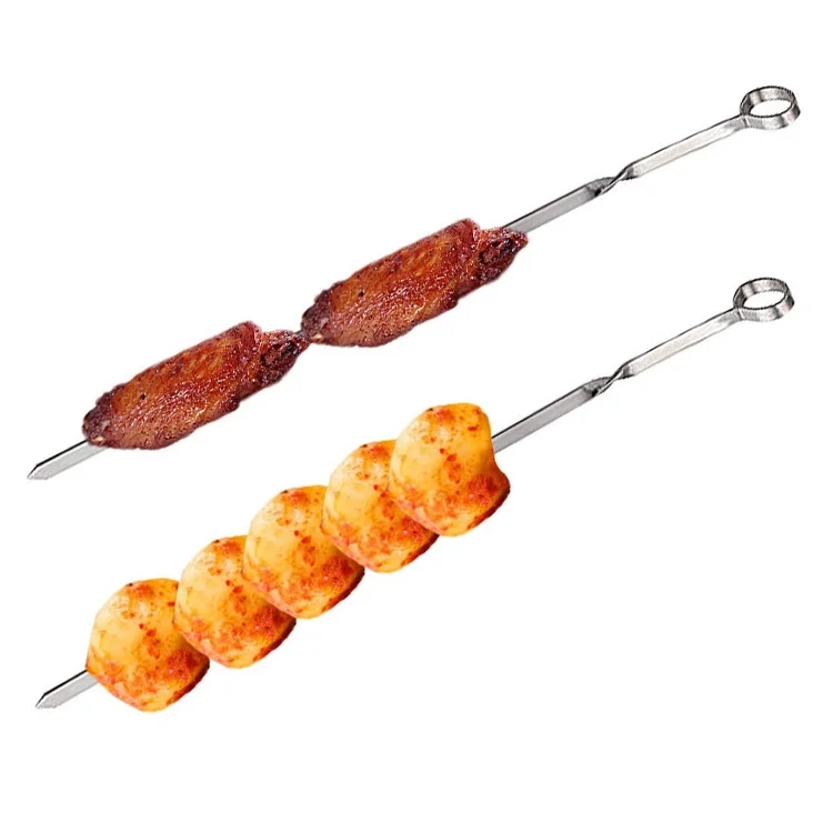 Stainless Steel Barbecue Skewers Kabob Skewers  Reusable BBQ Sticks