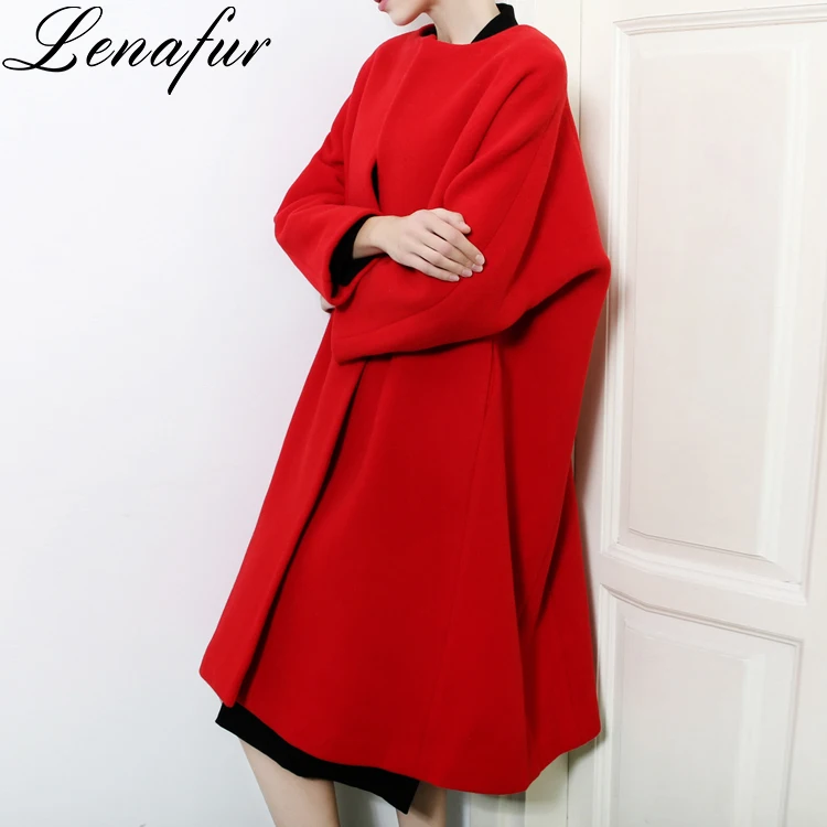 New design red Double Face Cashmere Wool Women Winter Coat