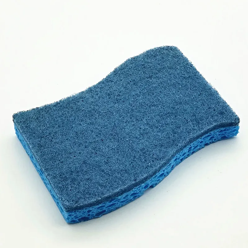 Amazon Hot Sale Blue Wavy Vegetable Biodegradable Skin-Friendly Kitchen Cleaning Cellulose Sponge Scrubber Sponge Scouring Pad