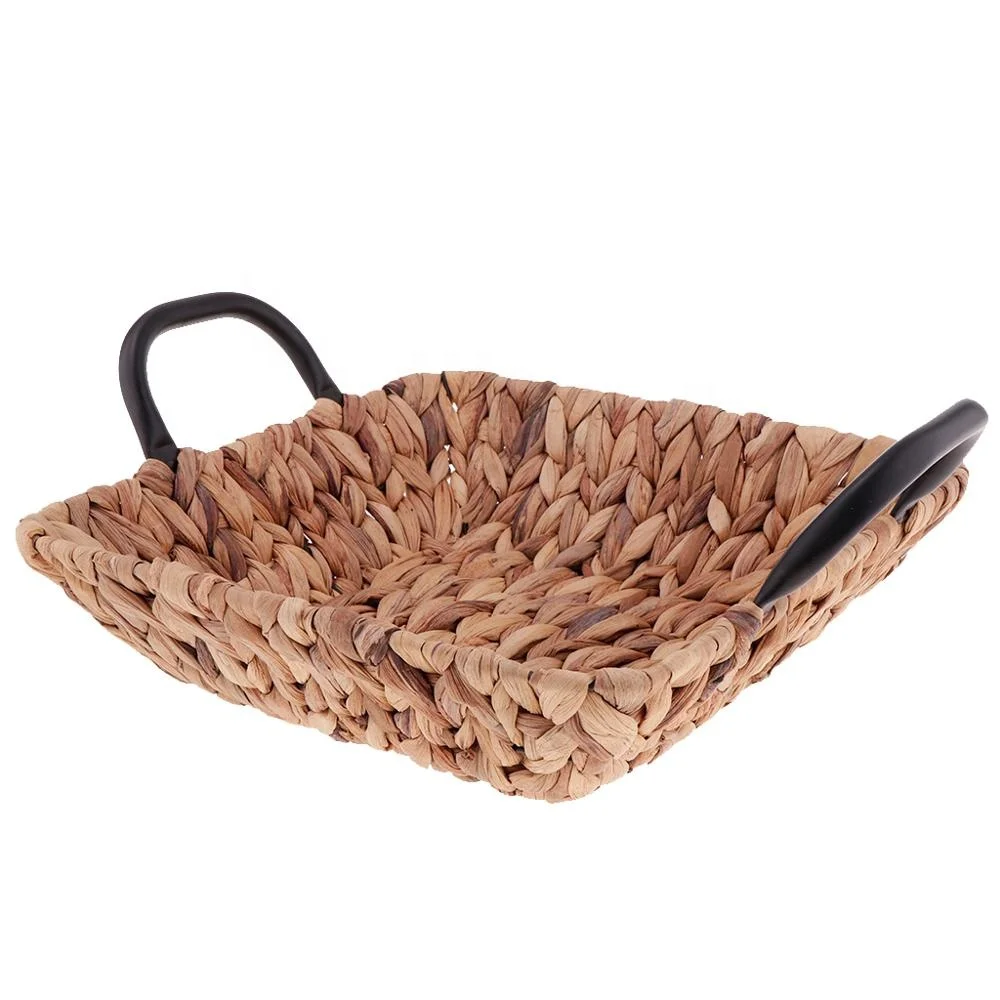 
Custom Handmade straw weaved snacks candy sundry food fruit collection picnic basket 