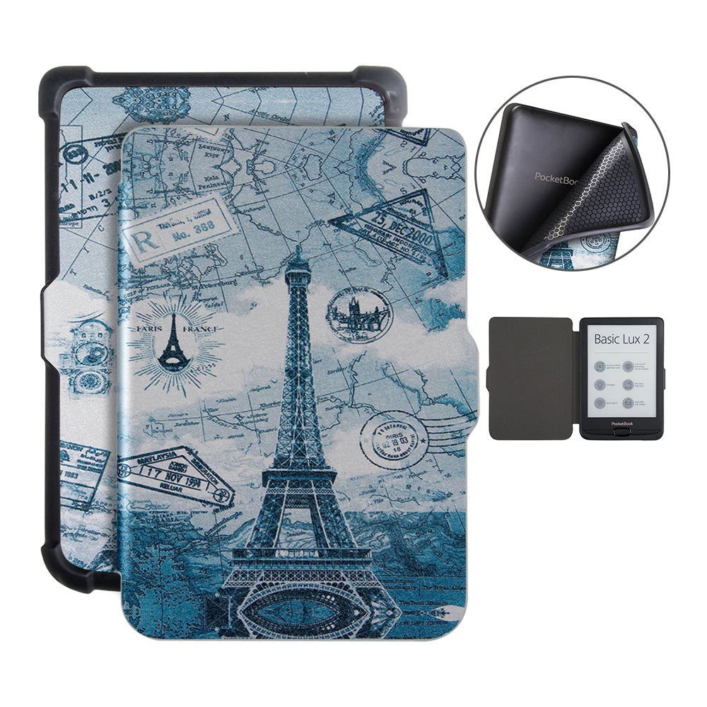 For pocketbook 616 E-ink Ebook protective case cover slim leather case premium felt with art pattern