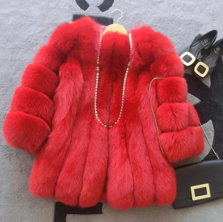 Brand new white Fur Hood Coat With High Quality