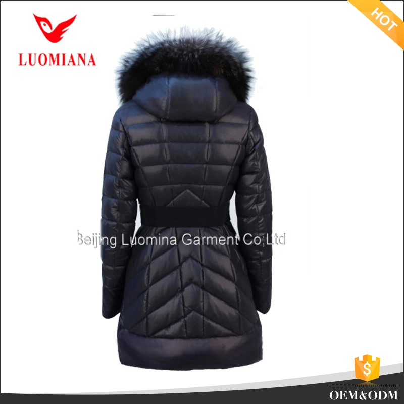 2021 Quilted high-end luxury women winter coat unique design down jacket with belt and fur