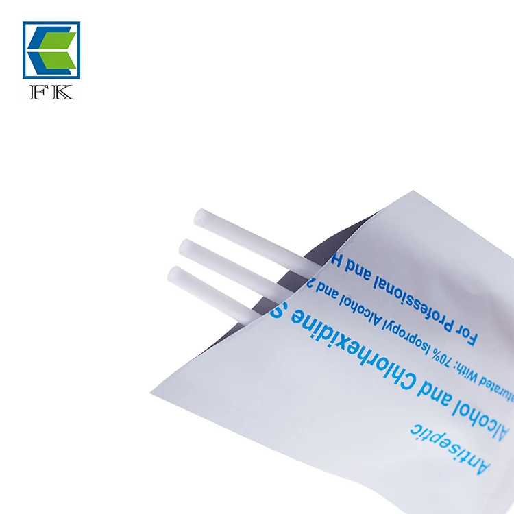 Medical chlorhexidine 2% and isopropyl alcohol 70% IPA used as a topical antiseptic chg swab stick