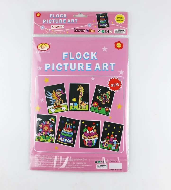 DIY Animals velvet art board including foil sheet and EVA stickers for kids