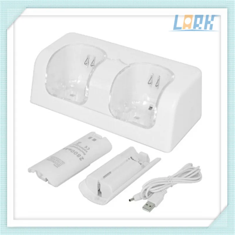 Для nintendo Wii дистанционный контроллер джойстики Двойные Слоты зарядная док-станция зарядное устройство + USB-кабель 2x2800 мАч перезаряжаемая батарея