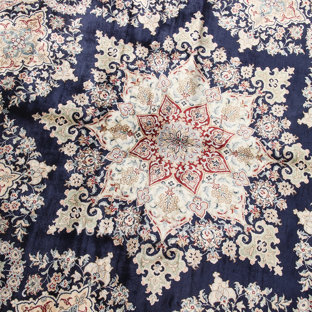 Kashan Persian Carpets And Rugs Living Room, Traditional Handmade Silk Carpet made