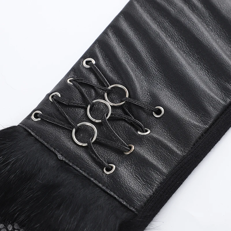 
Fashion women opera female silk long sleeve sexy leather gloves mittens 