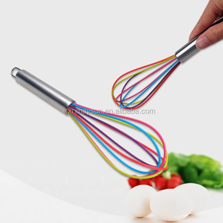 Red & Bule & Green Silicone/Stainless steel Balloon Whisk Set Wire Heat Resistant Egg Whisk