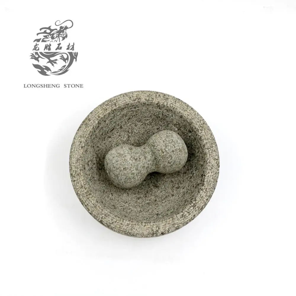 stone 8-inch large natural granite molcajete Rough grinding mortar and pestle 20*9 cm guacamole avocado
