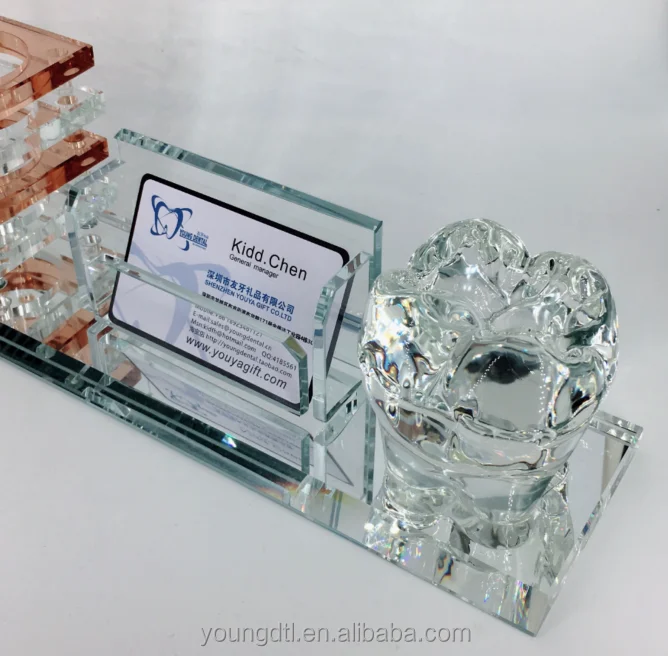 High Quality Crystal Pen Holder & Business Card Holder For Desk