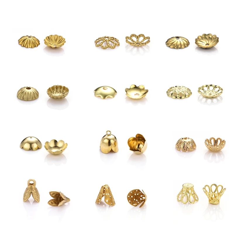 Vintage brass Filigree flower bead caps