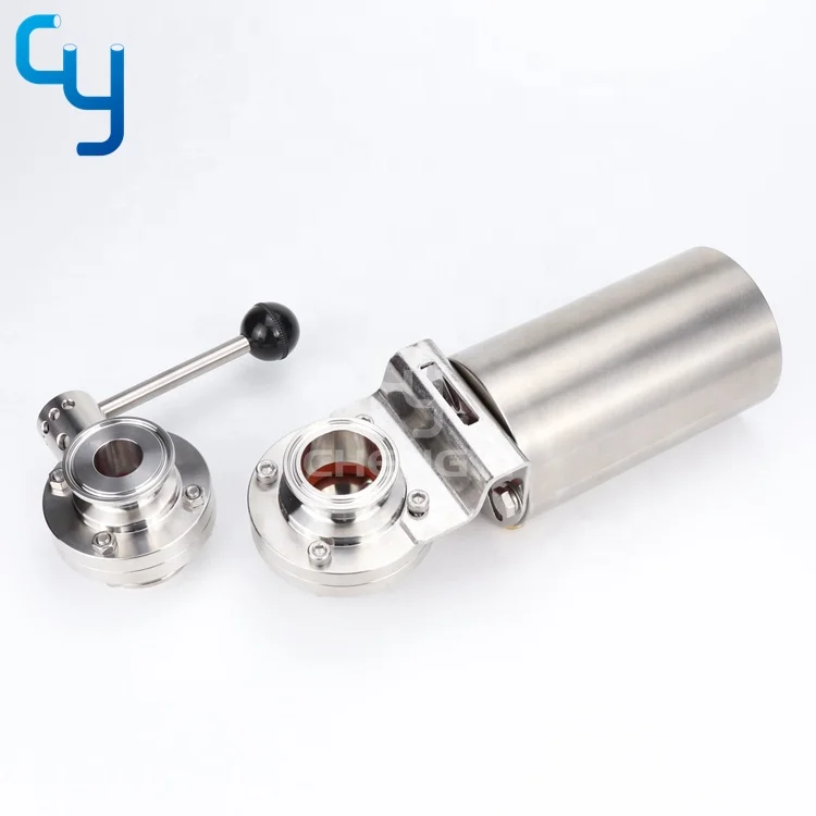 Sanitary stainless steel SS316L SS304 pneumatic butterfly valve
