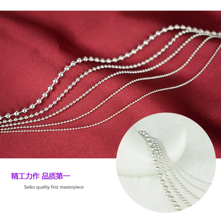 OB Jewelry-Small MOQ Factory Price Silver Chain Pure Silver Italy Round Bead Chain