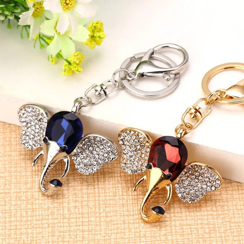 Various types of rhinestones elephant shape keychain thailand elephant keychain