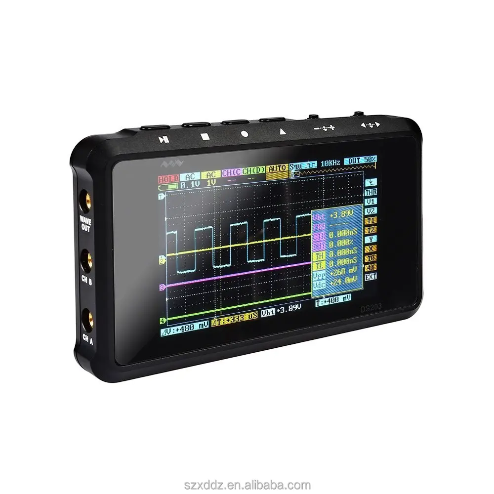 
DSO203 Digital Oscilloscope USB ARM Nano Osciloscopio 8MHz 4Channels ARM Cortex M3 Meter Mini Osciloscope DS203 aluminium 