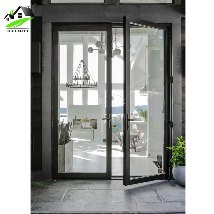 
Commercial Interior Soundproof Aluminum Alloy Frame Casement Double Swing Door 