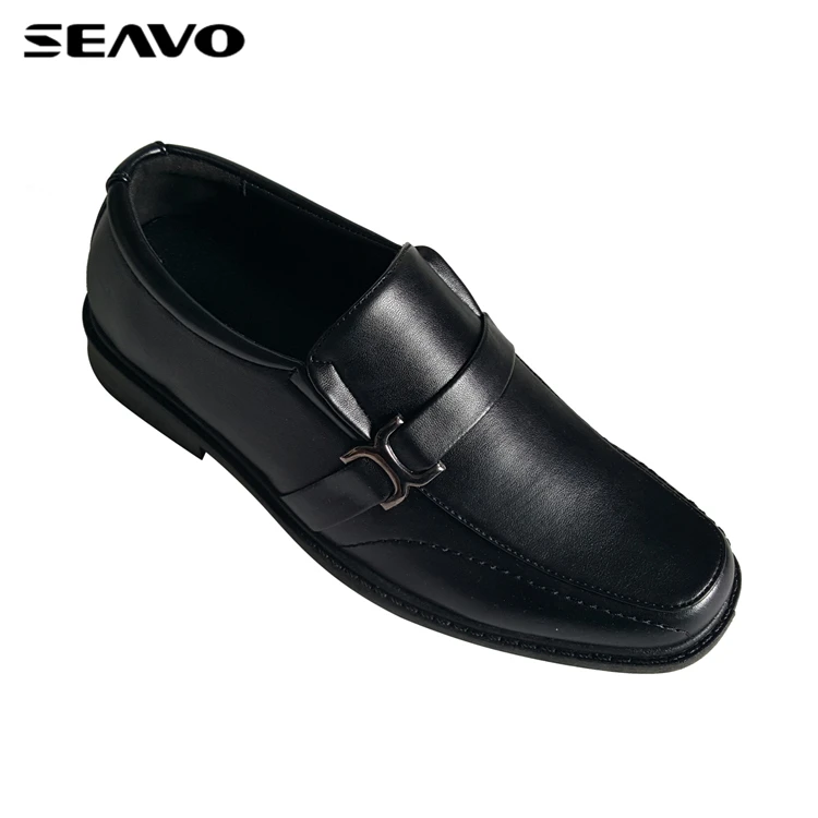 SEAVO boys black pu upper dress shoes