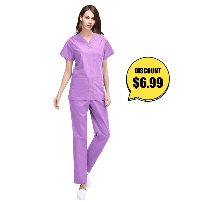 
Wholesale V neck unisex hospital uniform medical scrubs for men and women 
