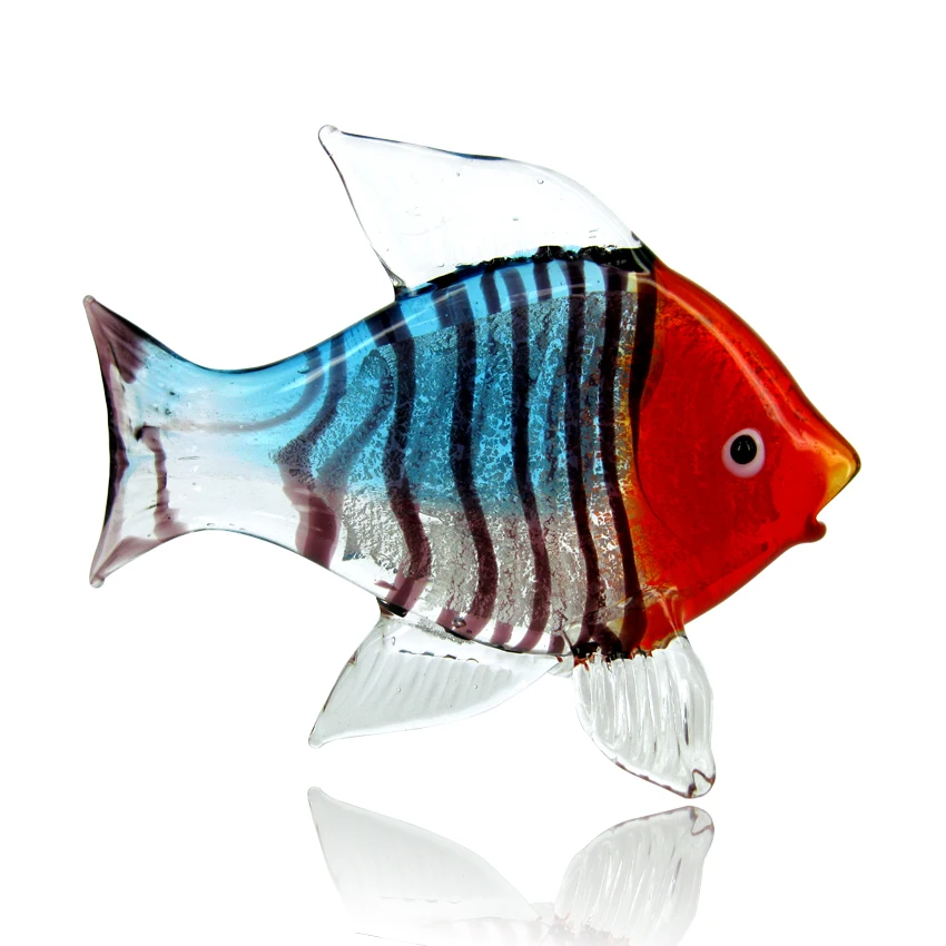 
Hand blown sculptures antique sea creature figures silver fused small murano glass fish 