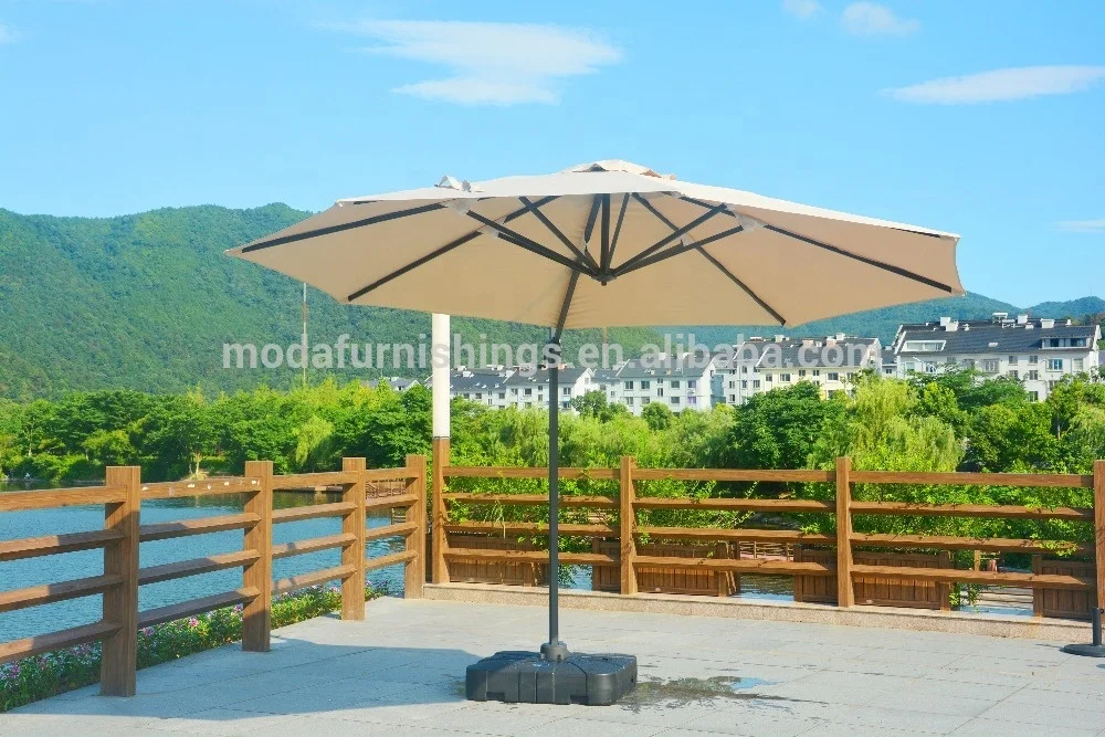 2018 Moda Ресторан Кафе Открытый сад пляж консольный зонтик патио Кривошип зонтик 3,5 м Открытый зонтик с основанием