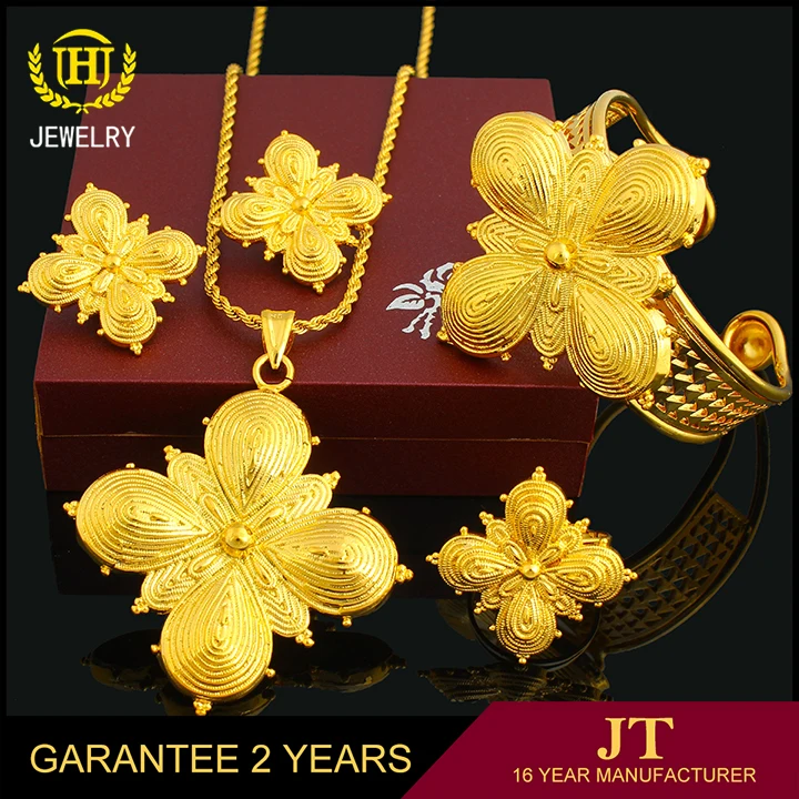JH Popular Fashion Gold Plated Trendy Jewelry For Gift Wholesale 18K Gold Color Jewelry Set