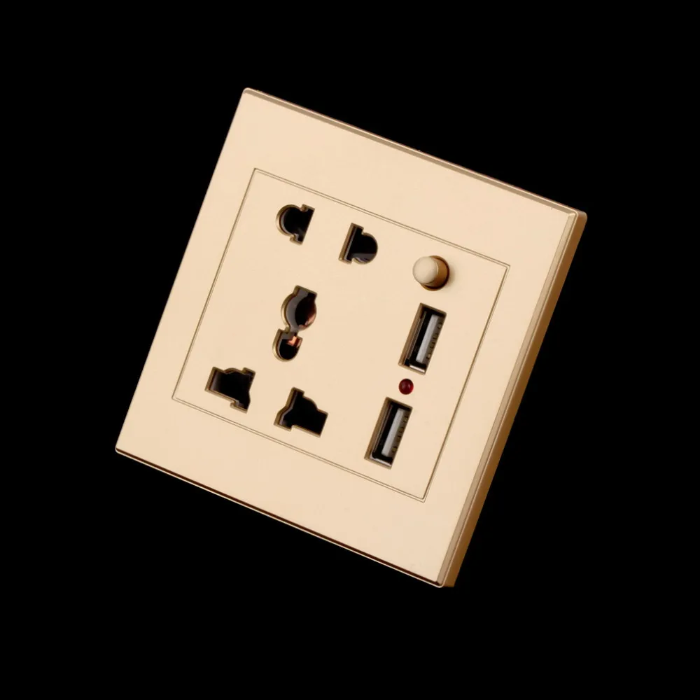 
Universal USB Wall Socket AC 110-250V Dual USB Electric Wall Charger Dock Station Socket Power Outlet Panel Plate with Switch 